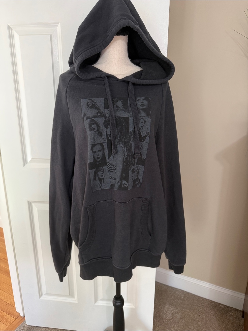 Taylor Swift Eras Tour Black Graphic Hoodie with Collage Print